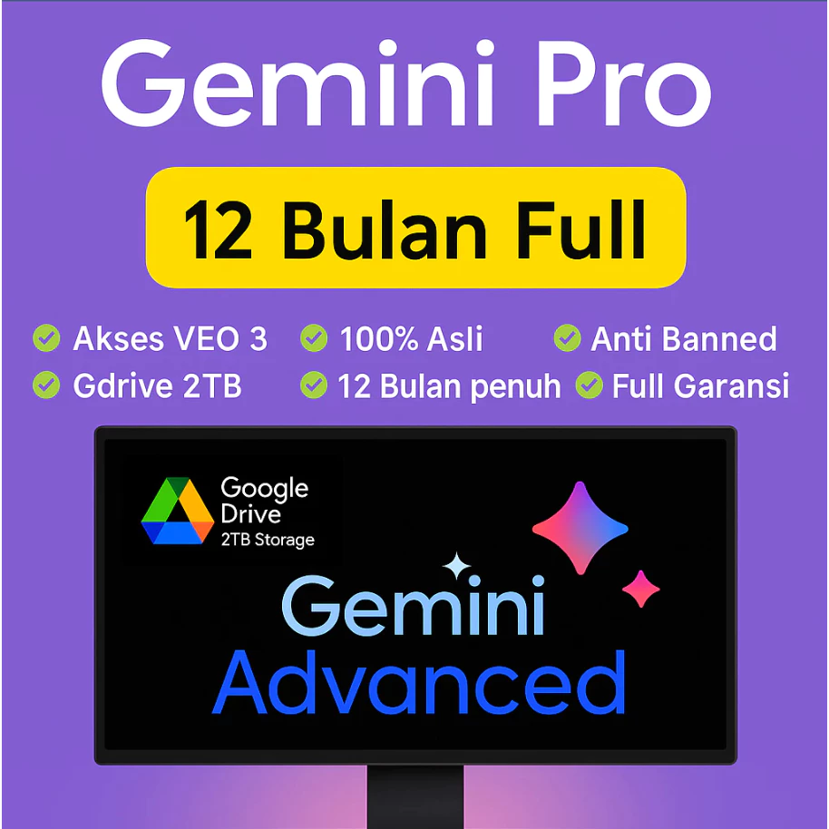 GEMINI AI PRO 1 TAHUN BERGARANSI 3.1 (NANO BANANA + VEO3 + 2TB + ANTIGRAVITY)