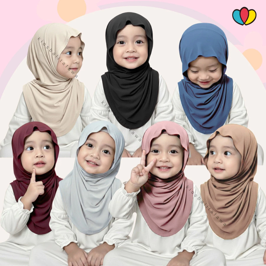 Jilbab Instant Adiba Ukuran 2-6 Tahun Hijab Balita Meleyot Bahan Jersey