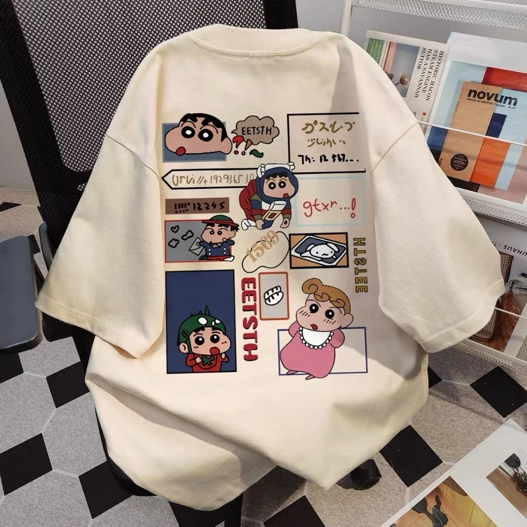 Tshirt Korean Style Baju Kaos Wanita Oversize Shin-Chan Cotton 100%